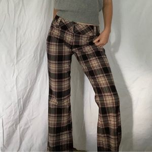 Plaid Low Rise Flare Pants